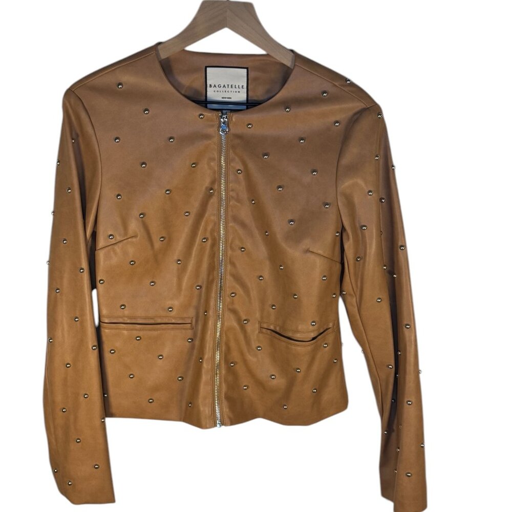 Bagatelle Faux Leather Studded Zip Jacket